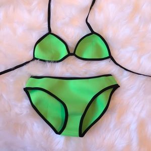 Lime green neoprene bikini. Small